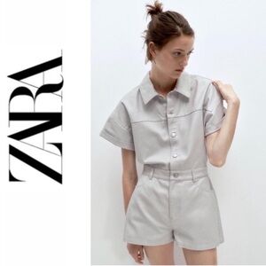 Zara denim shimmer romper NWT - size XS